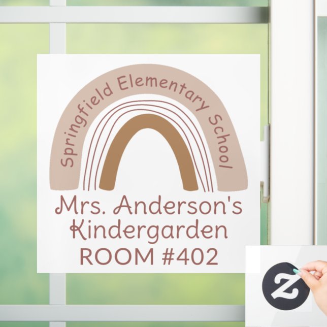 Teacher Classroom Boho Rainbow Window Cling Decal (Home)