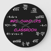 Teacher Classroom Chalkboard Math Clock - Custom