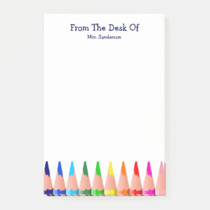 Teacher Classroom Name Cute Rainbow Pencils  Post-it Notes