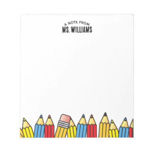 Teacher Classroom Pencil Custom Name Notepad