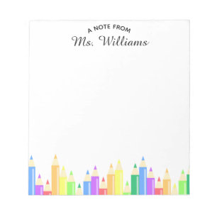 Teacher Classroom Pencil Custom Name Notepad