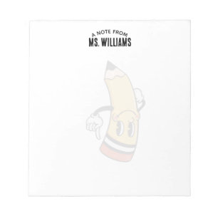 Teacher Classroom Pencil Custom Name Notepad