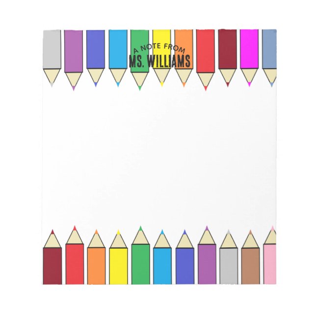 Teacher Classroom Pencil Custom Name Notepad (Front)