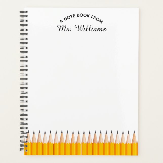 Teacher Classroom Pencil Custom Name Planner (Front)