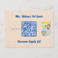 Teacher Classroom Supply List QR Code Custom
