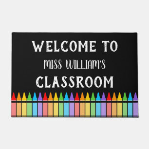 Teacher Classroom Welcome Crayons Door Mat