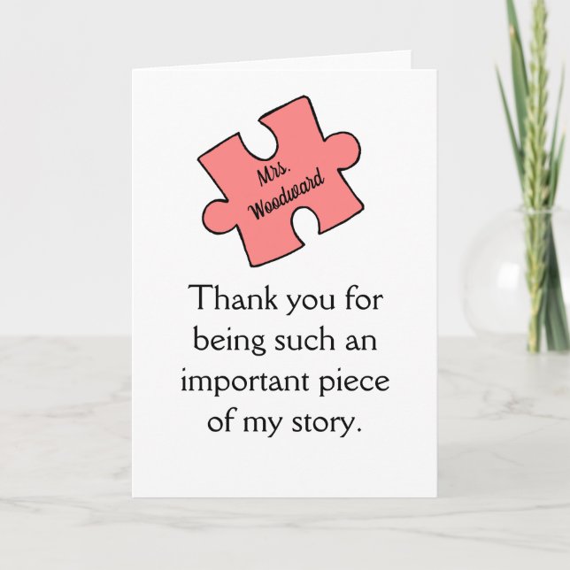 Teacher Coach Thank you End of term Custom name Card (Front)