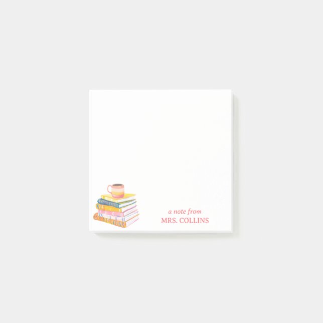 Teacher coffee & books Post-It Notes 3 x 3" (Front)