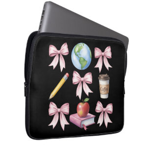 Teacher Coffee Bow Cute Appreciation Gifts  Laptop Sleeve