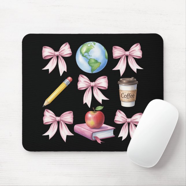 Teacher Coffee Bow Cute Appreciation Gifts  Mouse Mat (With Mouse)