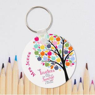 Teacher Colourful apple  Tree thank you gift Key Ring
