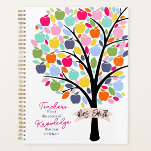 Teacher Colourful apple  Tree thank you gift Planner