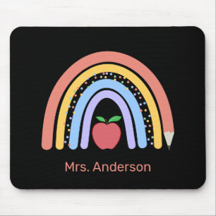Teacher Colourful Rainbow Pencil Apple Mouse Mat