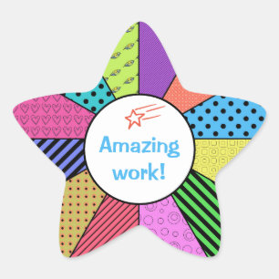 Teacher Compliment Bright Colour Wedges Star Sticker