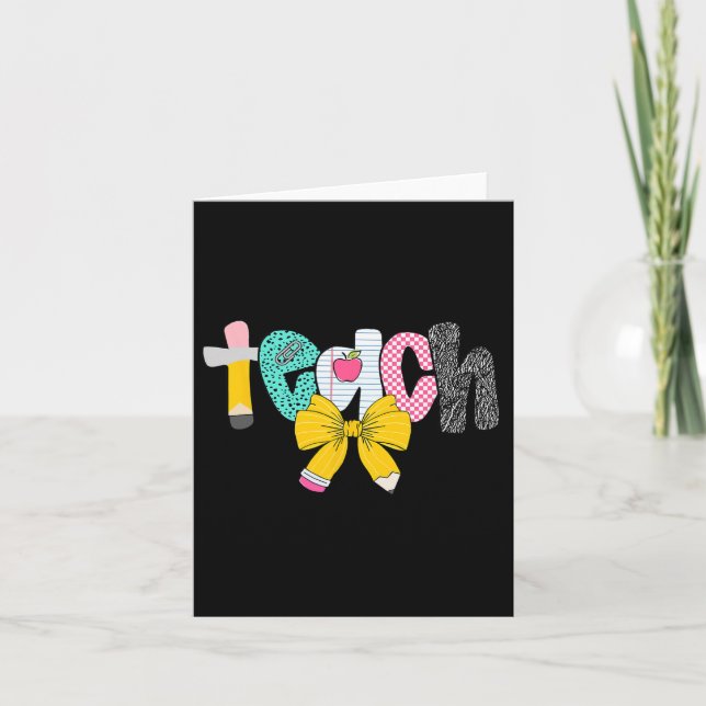 Teacher Coquette Bow Back To School First Day Of S Card (Front)