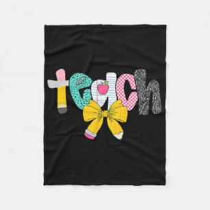 Teacher Coquette Bow Back To School First Day Of S Fleece Blanket
