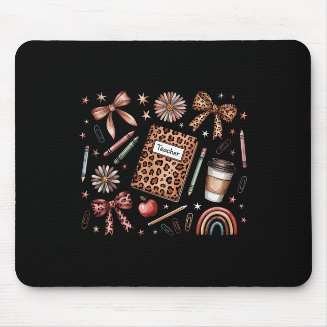 Teacher Coquette Bow Book First Day Of School Ck T Mouse Mat (Front)