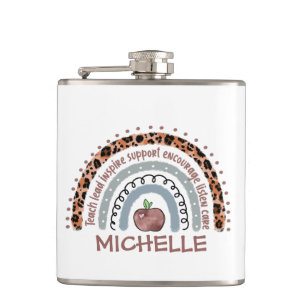 Teacher Core Values Rainbow Hip Flask