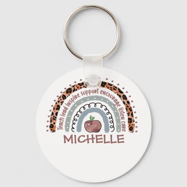 Teacher Core Values Rainbow Key Ring (Front)