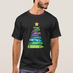 Teacher Crayon Christmas Tree Lights Premium T-Shirt