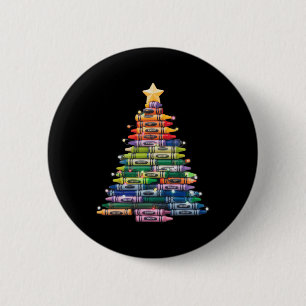 Teacher Crayon Christmas Tree Lights Student Schoo 6 Cm Round Badge