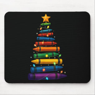 Teacher Crayon Christmas Tree Lights Student Schoo Mouse Mat