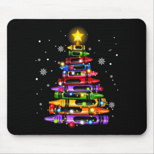 Teacher Crayon Christmas Tree Lights Student Schoo Mouse Mat