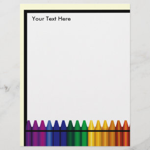 Teacher Crayon Design Letterhead Stationery