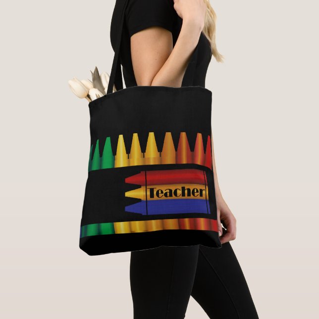 Teacher Crayon Design  Tote Bag (Close Up)
