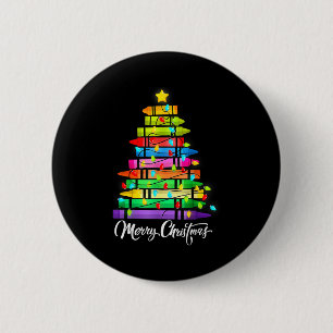 Teacher Crayon Merry Christmas Tree Lights School  6 Cm Round Badge