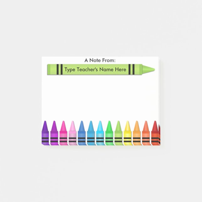 Teacher Crayon Personalised Post-it Note (Front)