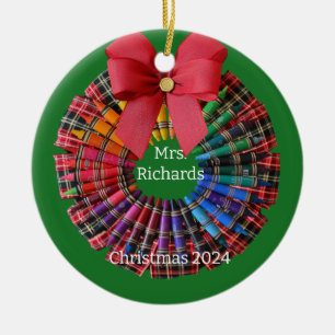 Teacher Crayon Wreath Personalised Ornament