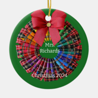 Teacher Crayon Wreath Personalised Ornament