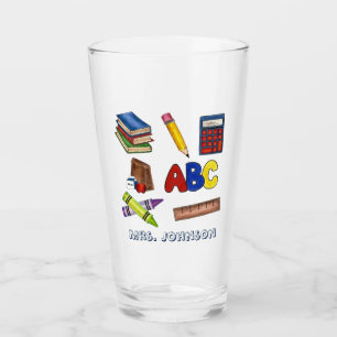 Teacher Crayons Bag Lunch Books School Supplies Glass