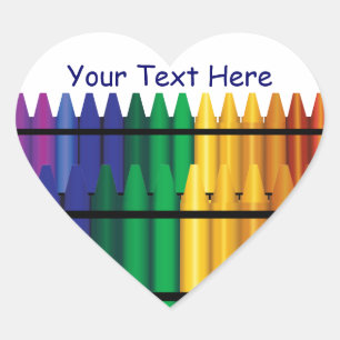 Teacher Crayons Heart Shape Sticker