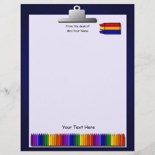 Teacher Crayons Letterhead Stationery