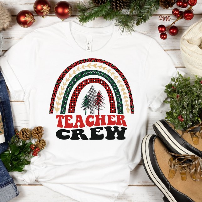   Teacher Crew Cute Christmas Trees Rainbow T-Shirt (Creator Uploaded)