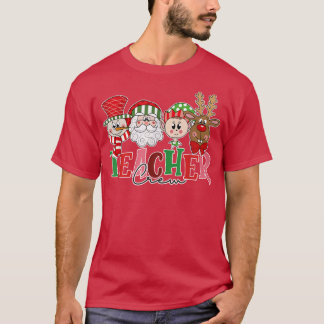 Teacher Crew Cute Reindeer Snow Lover Christmas T-Shirt