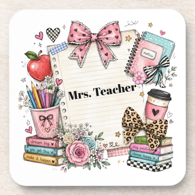 Teacher Custom Coaster, Cute Style, Gift Coaster (Front)
