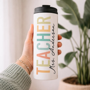 Teacher Custom Colourful Teacher Name Graduation Thermal Tumbler