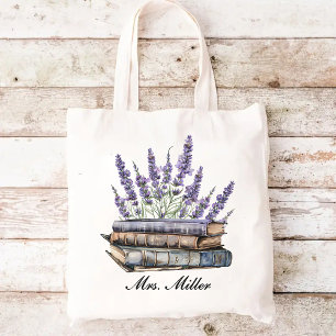 Teacher Custom Lavender Floral Wedding Mrs Bride Tote Bag