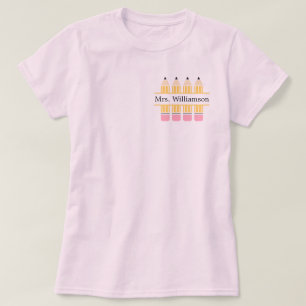 Teacher Custom Name Yellow Pencil T-Shirt