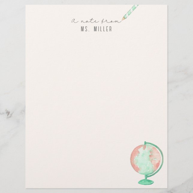 Teacher Custom Notecards Letterhead (Front)