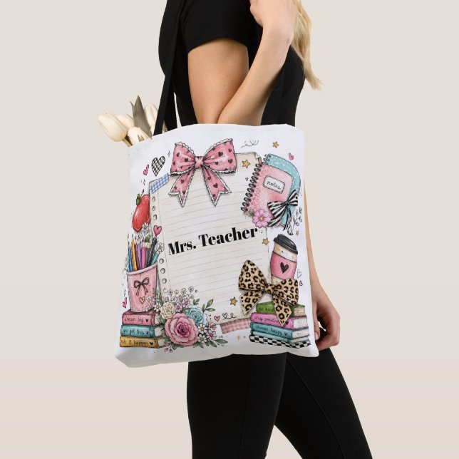 Teacher Custom Tote Bag, Cute Style, Gift Bag (Close Up)