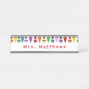 Teacher Cute Color Crayon Back To School Desk Name Plate