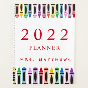 Teacher Cute Colour Crayon 2022 Planner