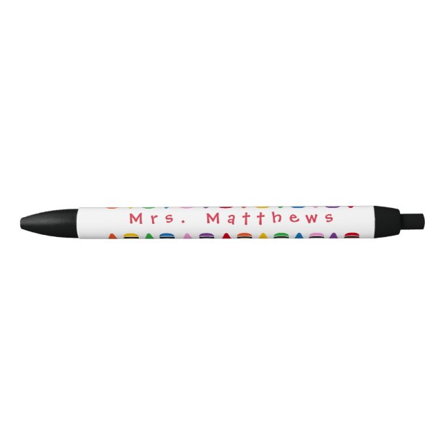 Teacher Cute Colour Crayon Monogram Pen (Front)