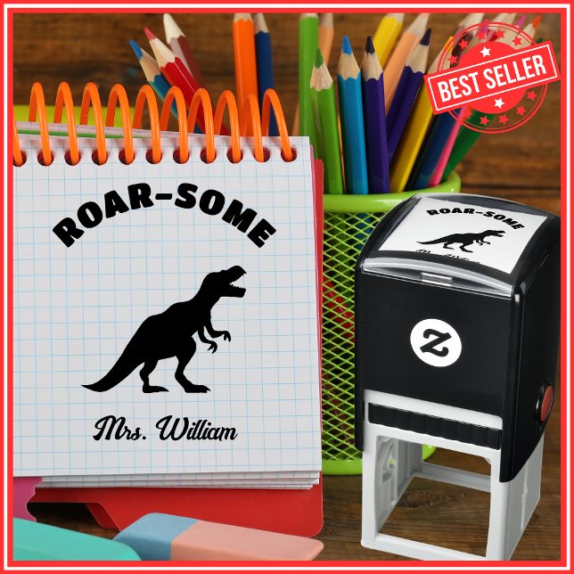 Teacher Cute Dinosaur Praise Grading Encouragement Self-inking Stamp (Creator Uploaded)