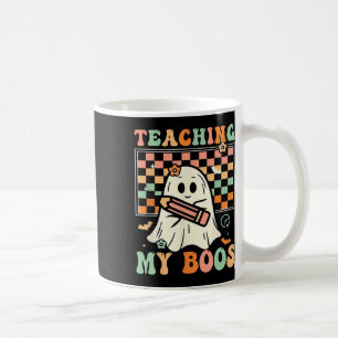 Teacher Cute Ghost Groovy Teacher Halloween Teachi Coffee Mug
