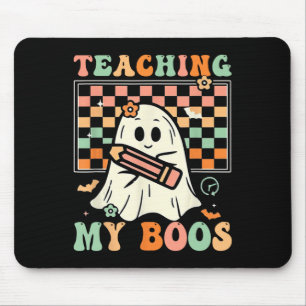 Teacher Cute Ghost Groovy Teacher Halloween Teachi Mouse Mat